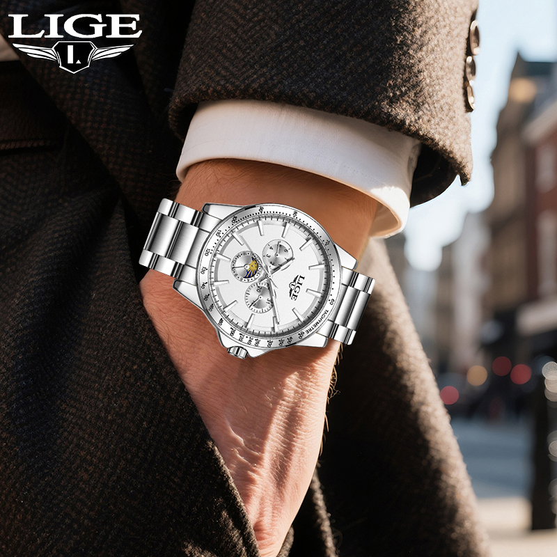 Luxury Watch Display - LIGE Top Brand Luxury Quartz Men's