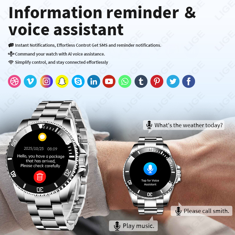 LIGE Business Smart Watch Men  - đánh giá và giá Luxury Watch Hd