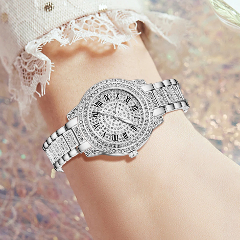 3PCS Silver Alloy Strap Women' - đánh giá và giá Luxury Watch Gift For Her