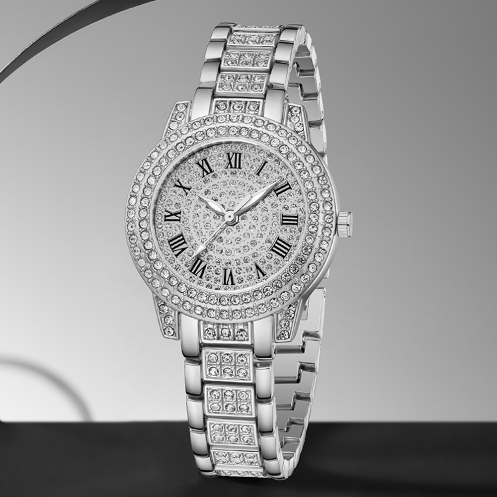 3PCS Silver Alloy Strap Women' - đánh giá và giá Luxury Watch Gift For Her