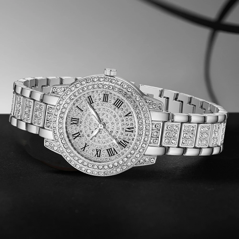 3PCS Silver Alloy Strap Women' - đánh giá và giá Luxury Watch Gift For Her