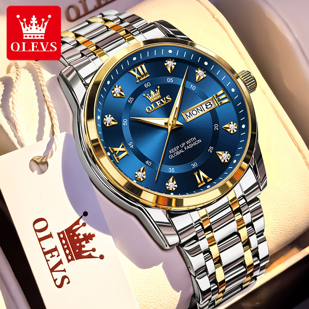 OLEVS Brand Fashion men's watc - đánh giá và giá Luxury Watch Display