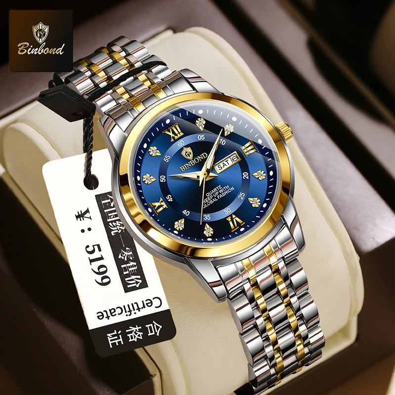 BINBOND B7169 Top Brand Luxury - đánh giá và giá Luxury Watch Green