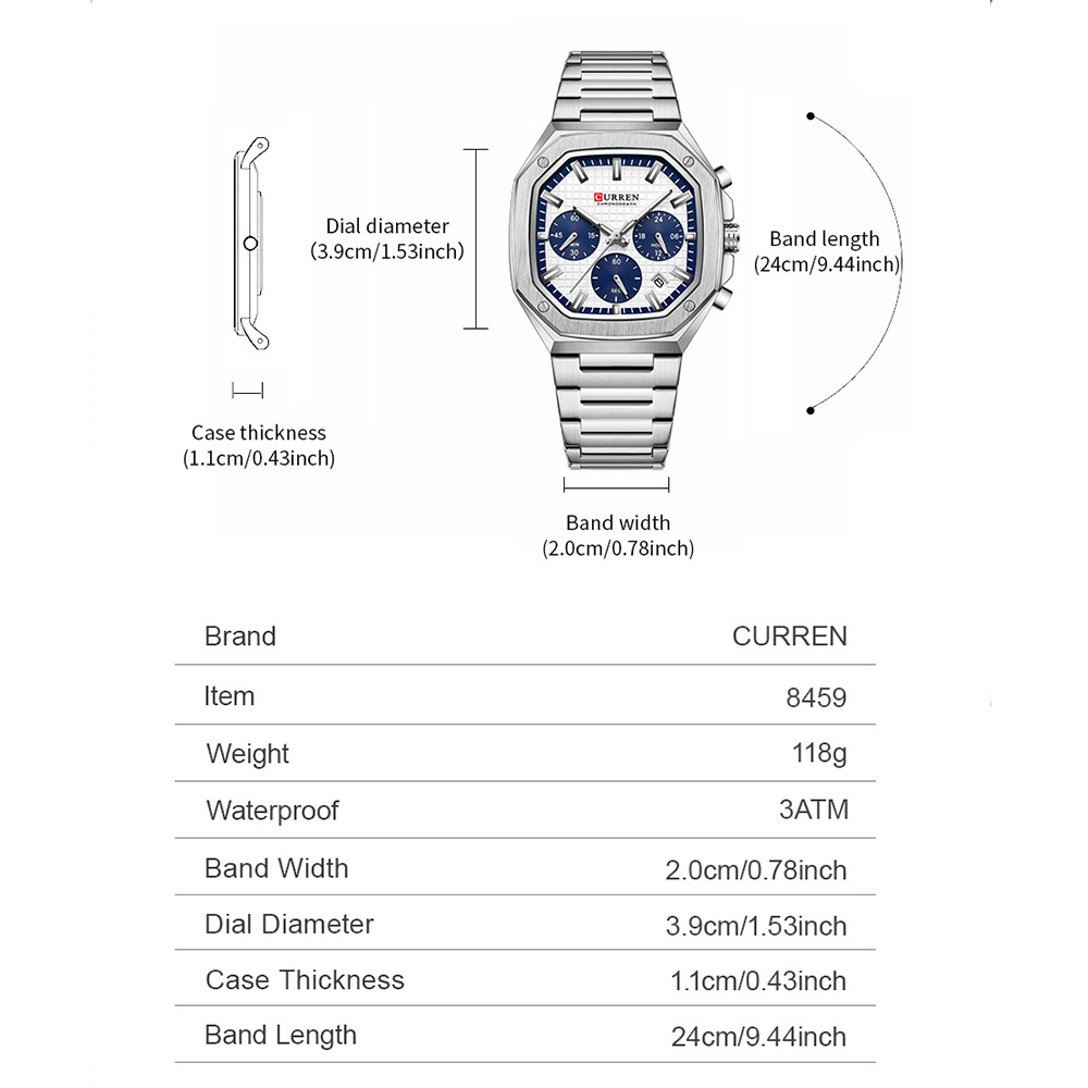 CURREN Luxury Square Chrono Wa - đánh giá và giá Luxury Watch Design